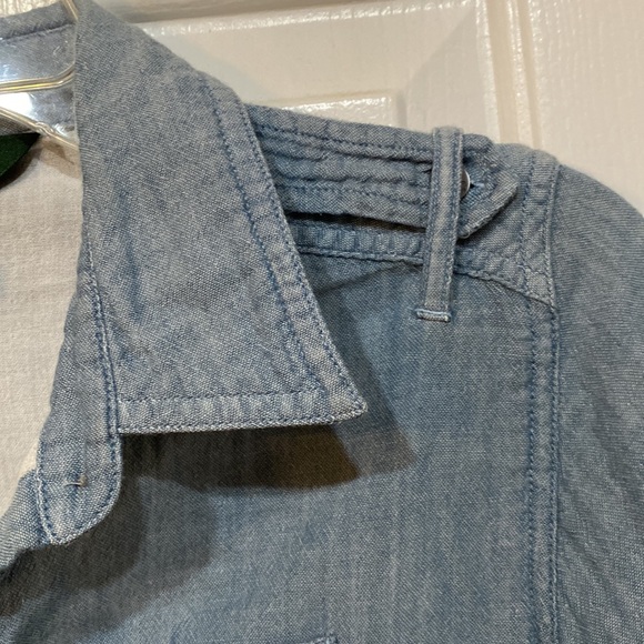 2/$40 M Petite Woolrich Chambray Pockets Epaulettes Button Shirt Lt Blue Medium - Picture 9 of 10
